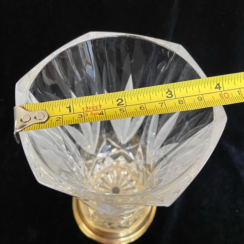 Vintage Irish Killarney Hand Cut Crystal Glass Vase with 24 karat Finish